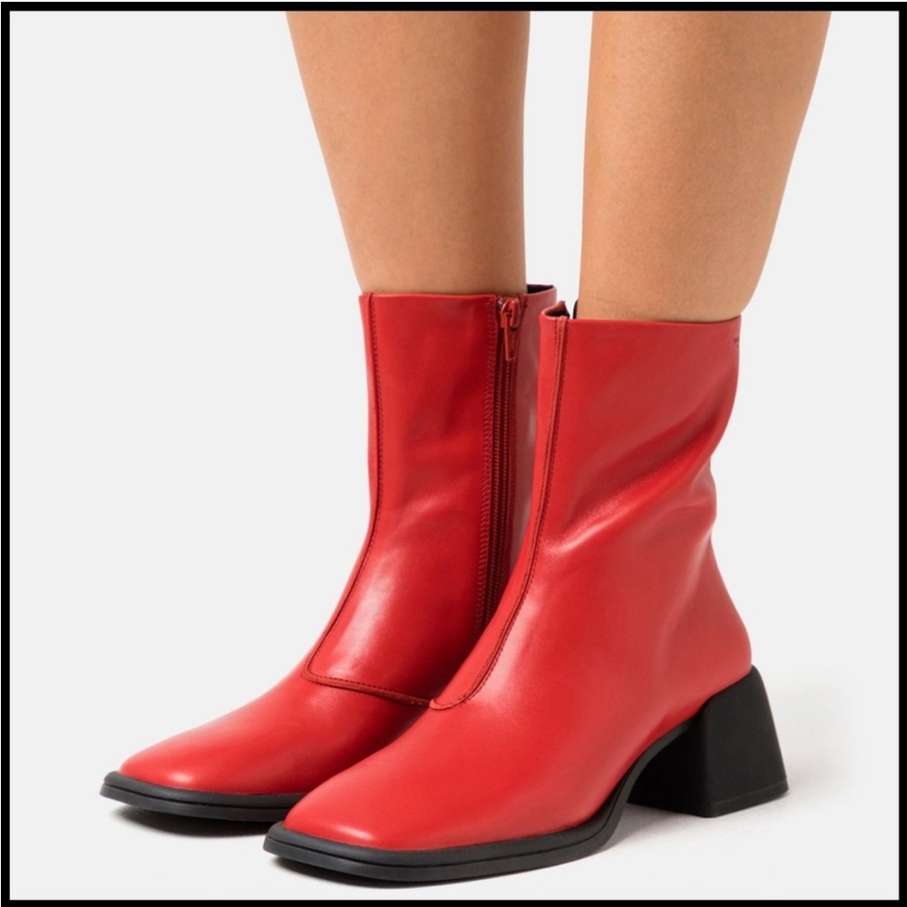 Vagabond Red Ankle Boots